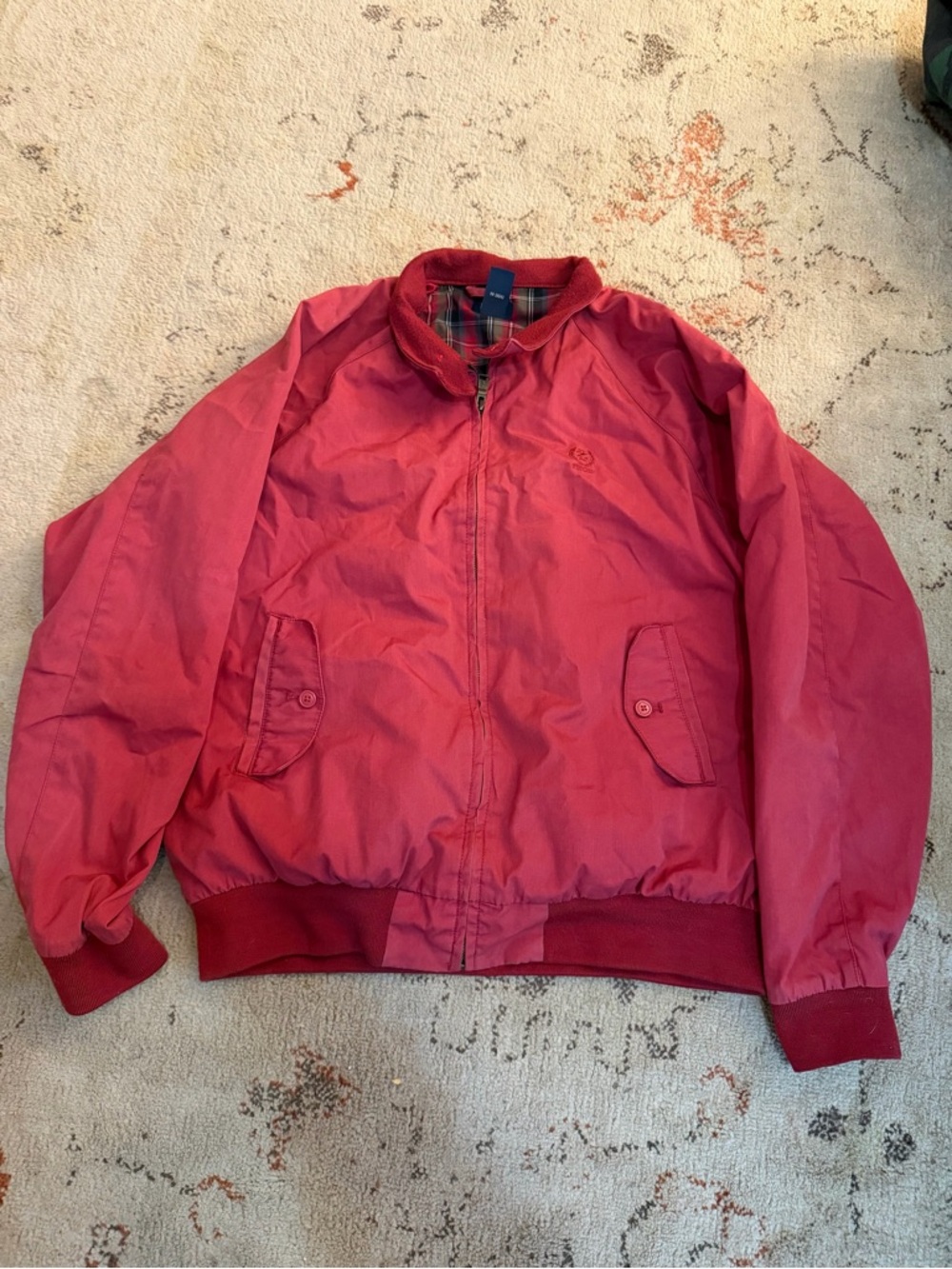 Izod Red Bomber Jacket with Plaid Collar Lining